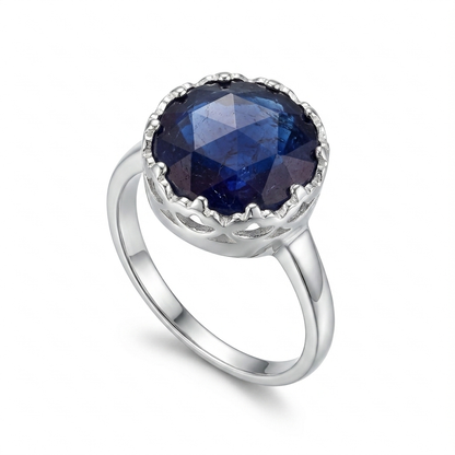 Blue Sapphire Women Ring - Round Rose