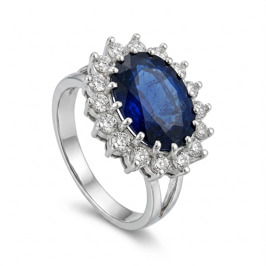 Blue Sapphire Women Ring - Halo