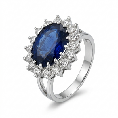 Blue Sapphire Women Ring - Halo