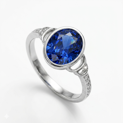 Blue Sapphire Women Ring - Azure Embrace