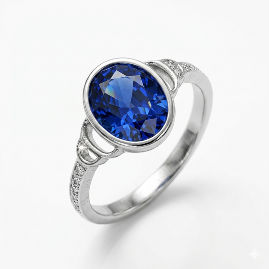 Blue Sapphire Women Ring - Azure Embrace