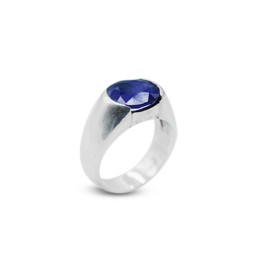 Blue Sapphire Men Ring – Open face Design