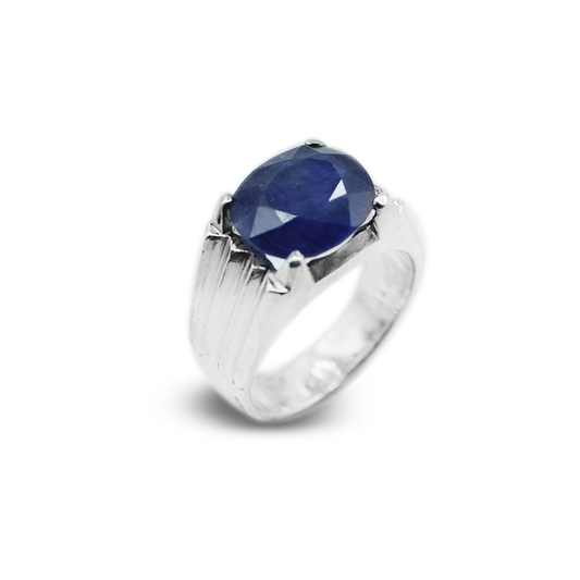 Blue Sapphire Men’s Ring – Signet Design