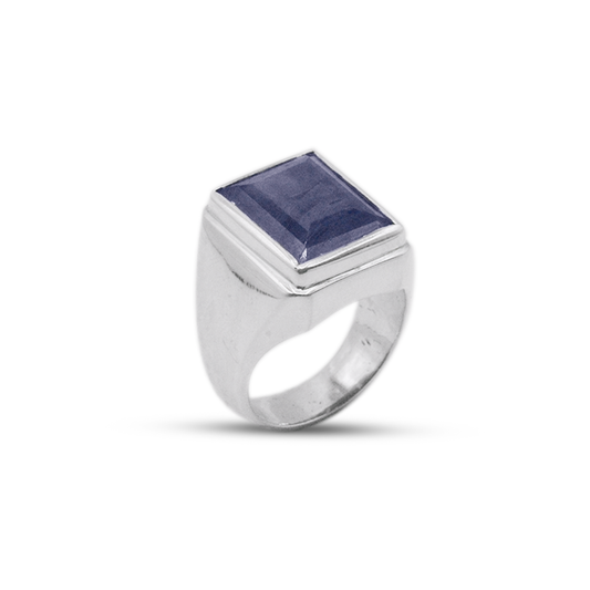 Blue Sapphire Men Ring – Cube Cut Design