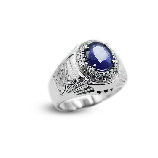 Blue Sapphire Men Ring – Persian Style Ring