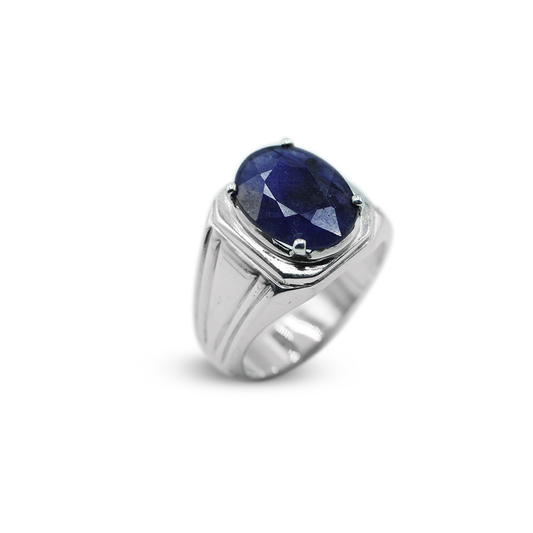 Blue Sapphire Men Ring – Royal Crown