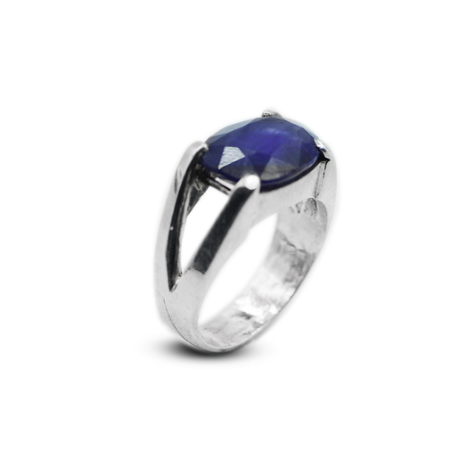 Blue Sapphire Men Ring – V Cut