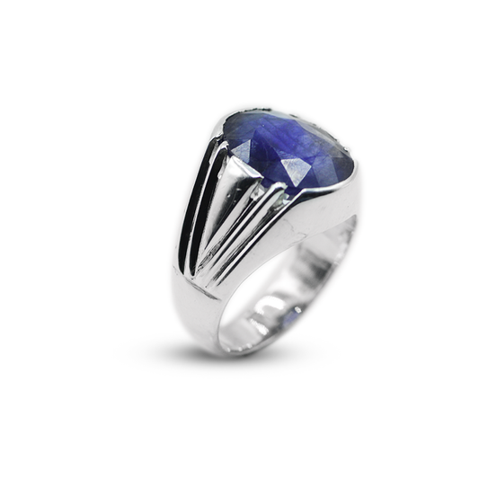 Blue Sapphire Men Ring – Geometric Ring