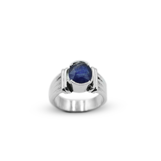 Blue Sapphire Men Ring - Classic Solitaire