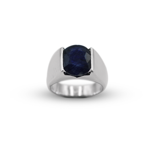 Blue Sapphire Men Ring - Inlay Ring