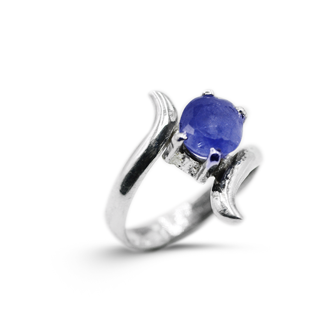 Blue Sapphire Women Ring – Bypass Design