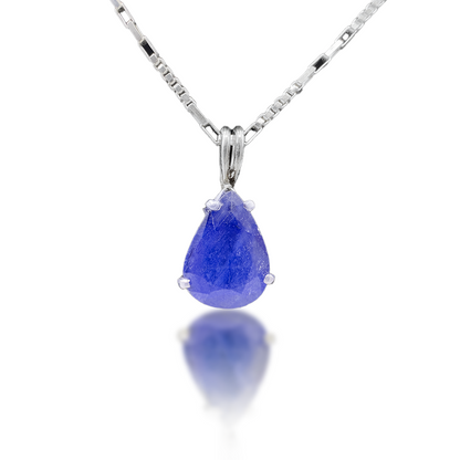 Blue Sapphire Pendant - Gloop Drop Design