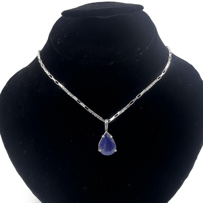 Blue Sapphire Pendant - Gloop Drop Design