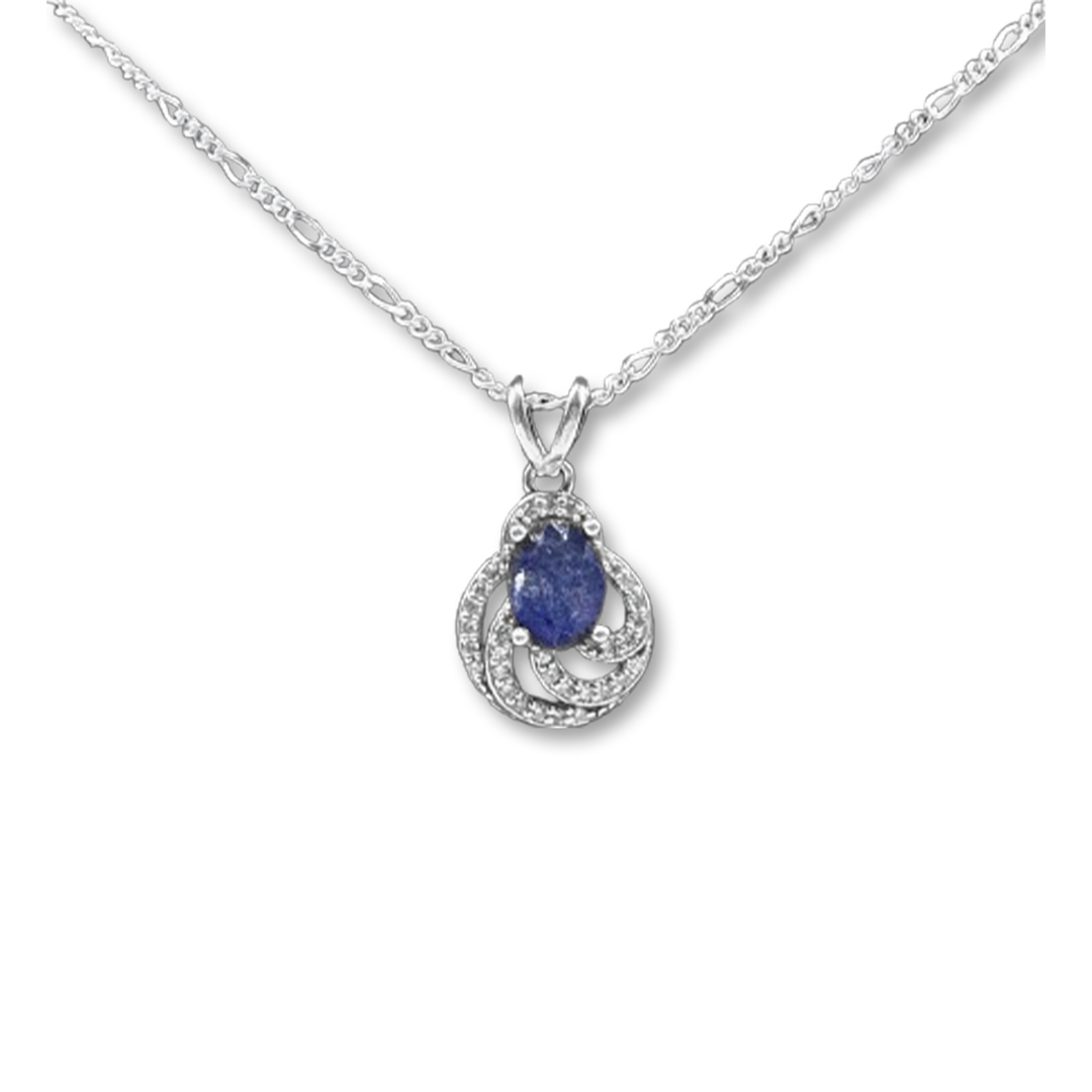 Blue Sapphire Pendant - Pineate Design