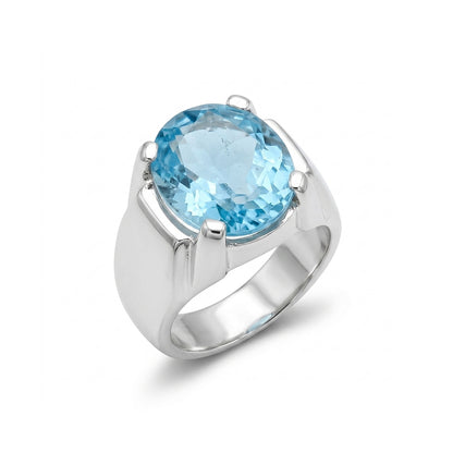 Blue Topaz Silver Ring – Classic Oval Design