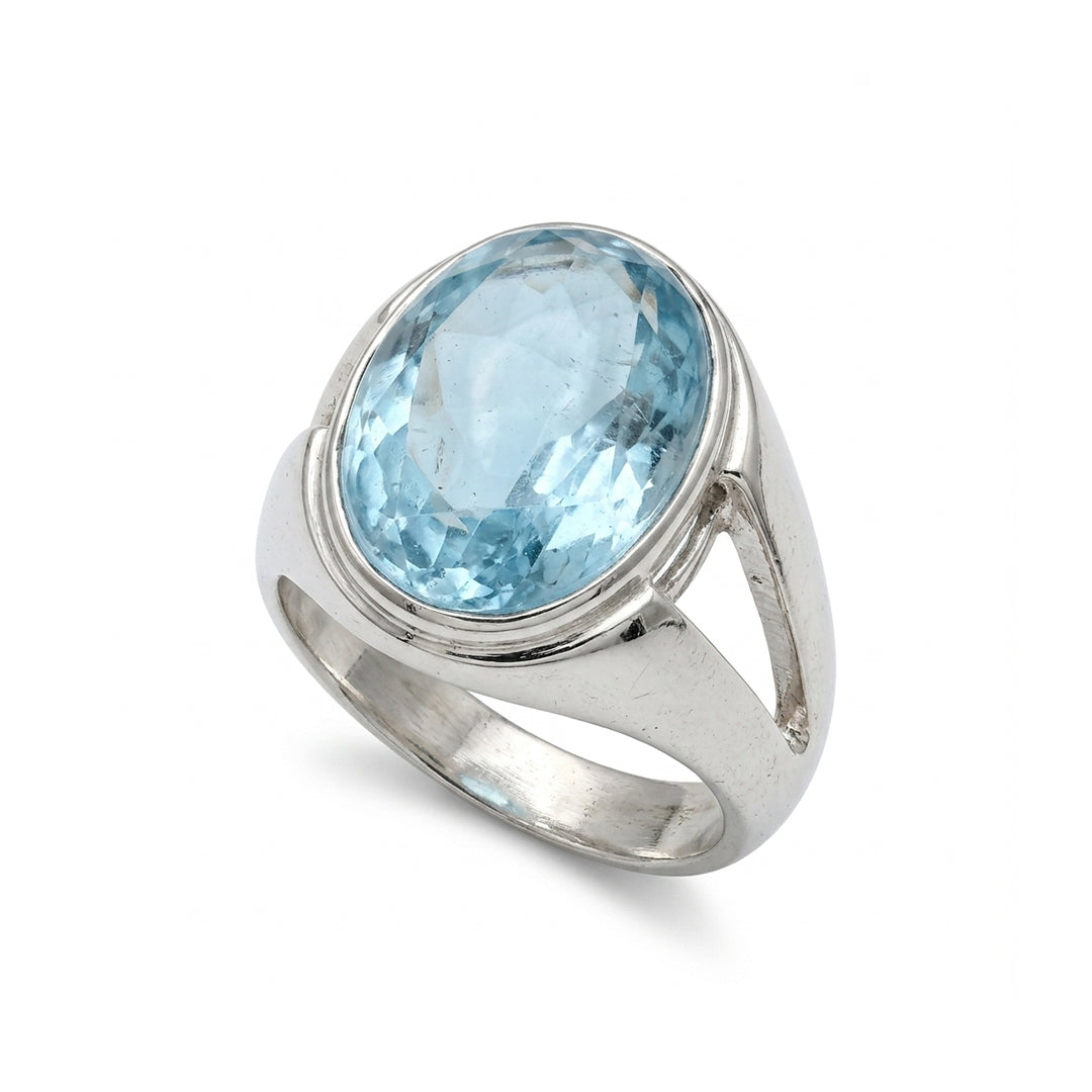Blue Topaz Men Ring - Oval-Cut