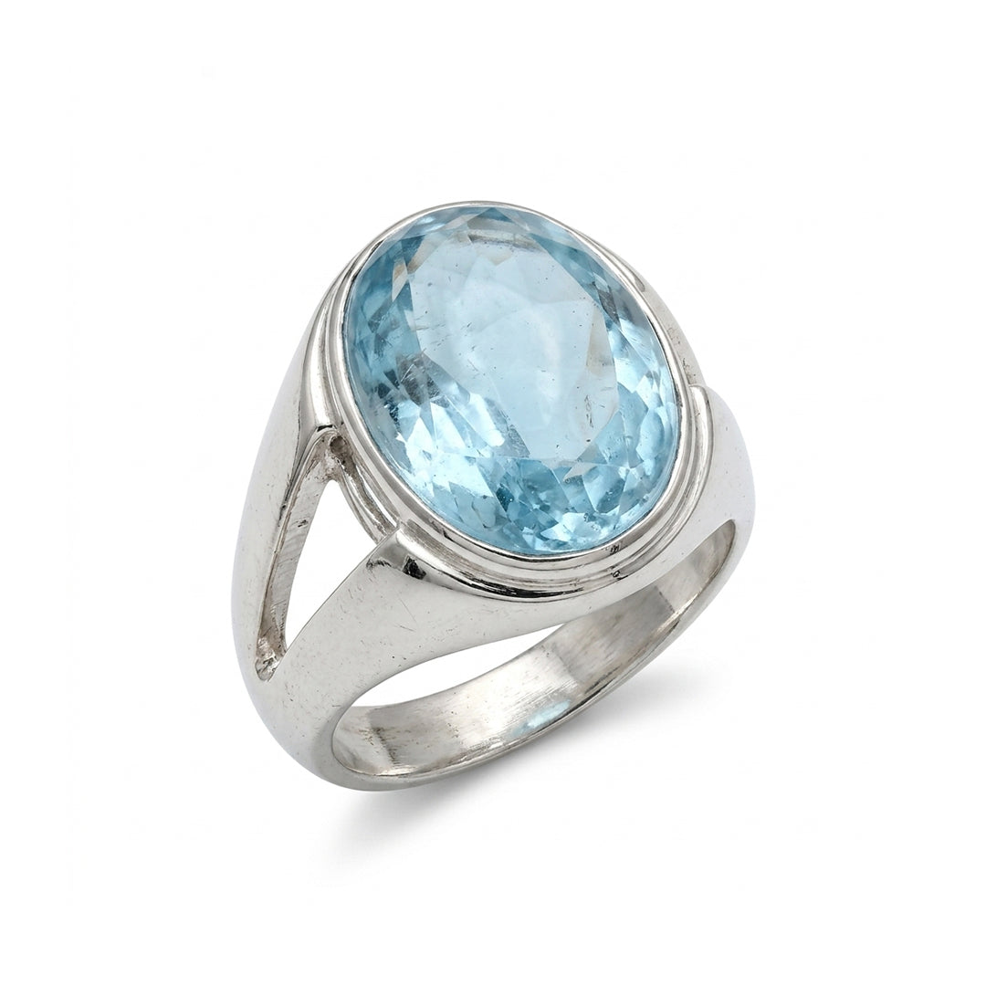 Blue Topaz Men Ring - Oval-Cut