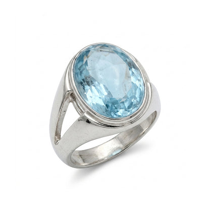 Blue Topaz Men Ring - Oval-Cut