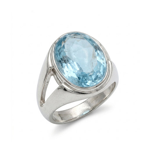 Blue Topaz Men Ring - Oval-Cut