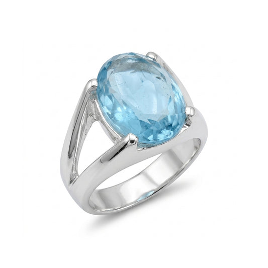 Blue Topaz Men Ring - Cut Signet