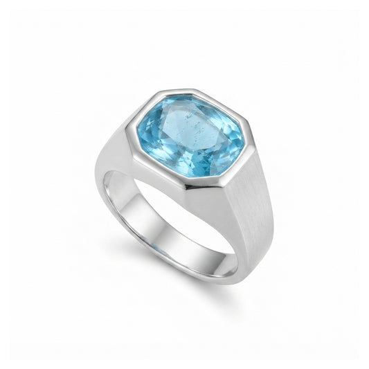 Blue Topaz Men Ring - Octagon