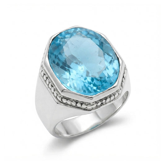 Blue Topaz Men Ring - Hexagon