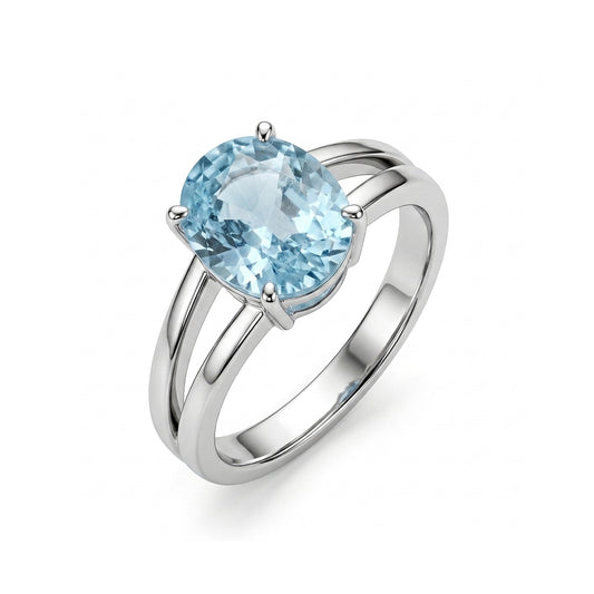 Blue Topaz Women Ring - Oval Split-Shank