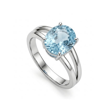 Blue Topaz Women Ring - Oval Split-Shank