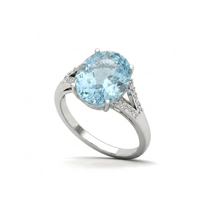Blue Topaz Women Ring - Pavé Split