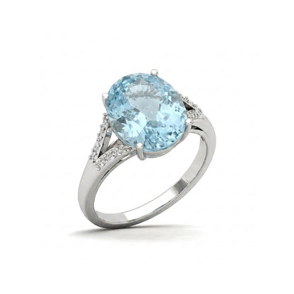 Blue Topaz Women Ring - Pavé Split