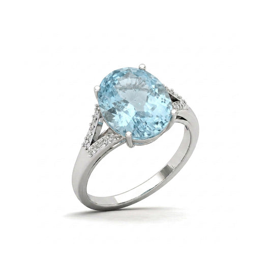Blue Topaz Women Ring - Pavé Split