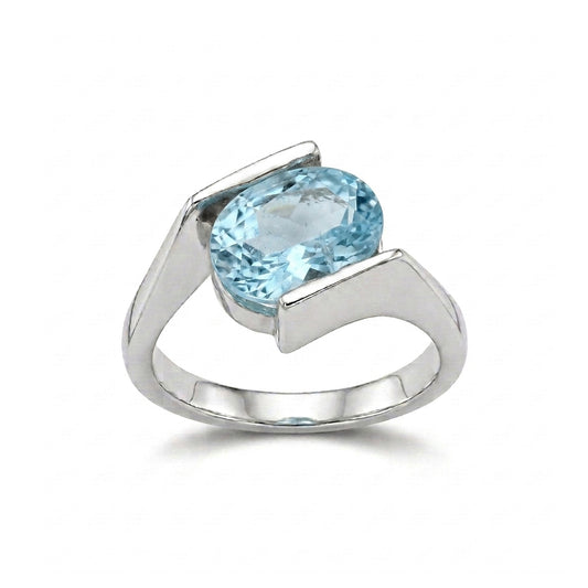 Blue Topaz Women Ring - Tension-Style