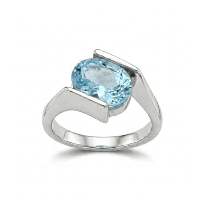 Blue Topaz Women Ring - Tension-Style