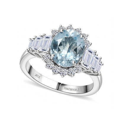 Blue Topaz Women Ring - Baguette