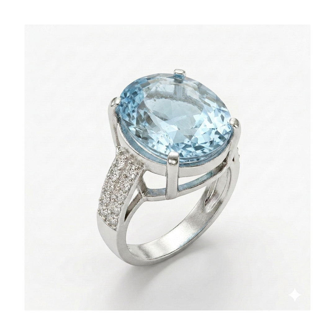 Blue Topaz Women Ring - Oval Accent