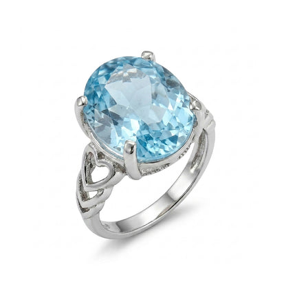 Blue Topaz Women Ring - Heart-Filigree