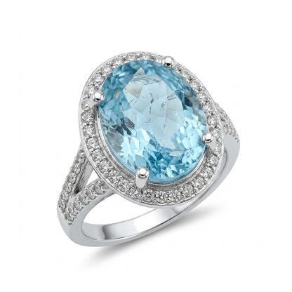 Blue Topaz Women Ring - Halo