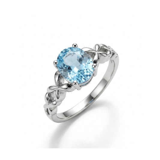 Blue Topaz Women Ring - Infinity-Band