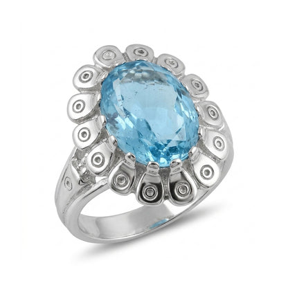Blue Topaz Women Ring - Sunburst