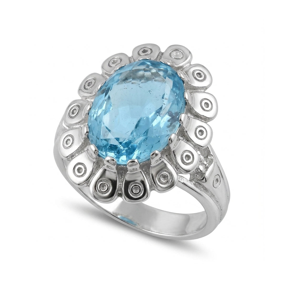 Blue Topaz Women Ring - Sunburst