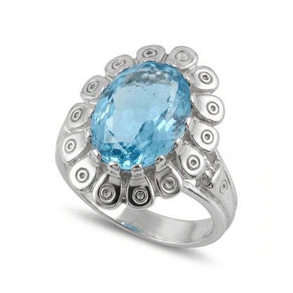 Blue Topaz Women Ring - Sunburst