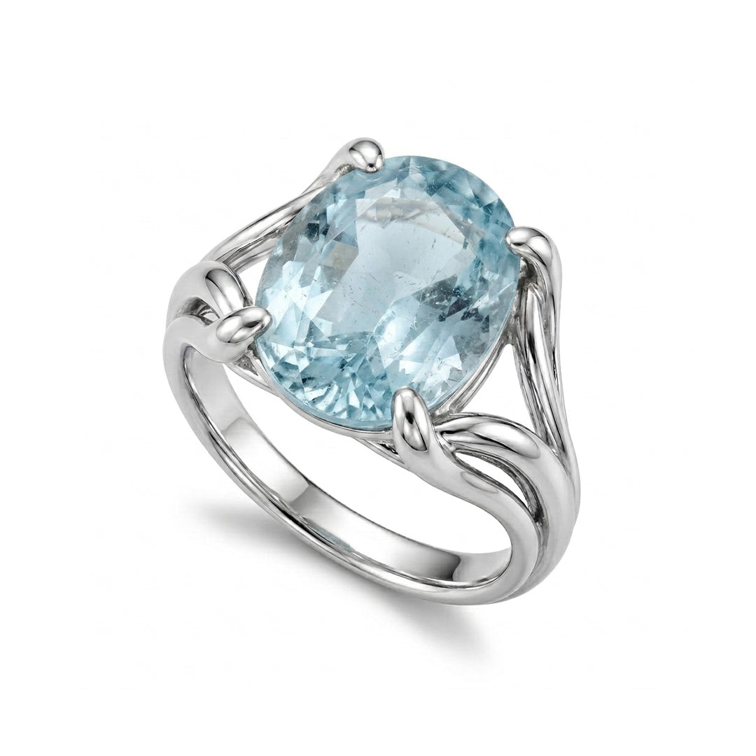 Blue Topaz Women Ring - Oval Organic-Flow