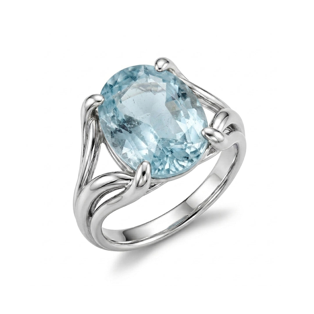 Blue Topaz Women Ring - Oval Organic-Flow