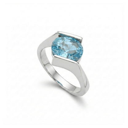 Blue Topaz Women Ring - Modern Channel-Set