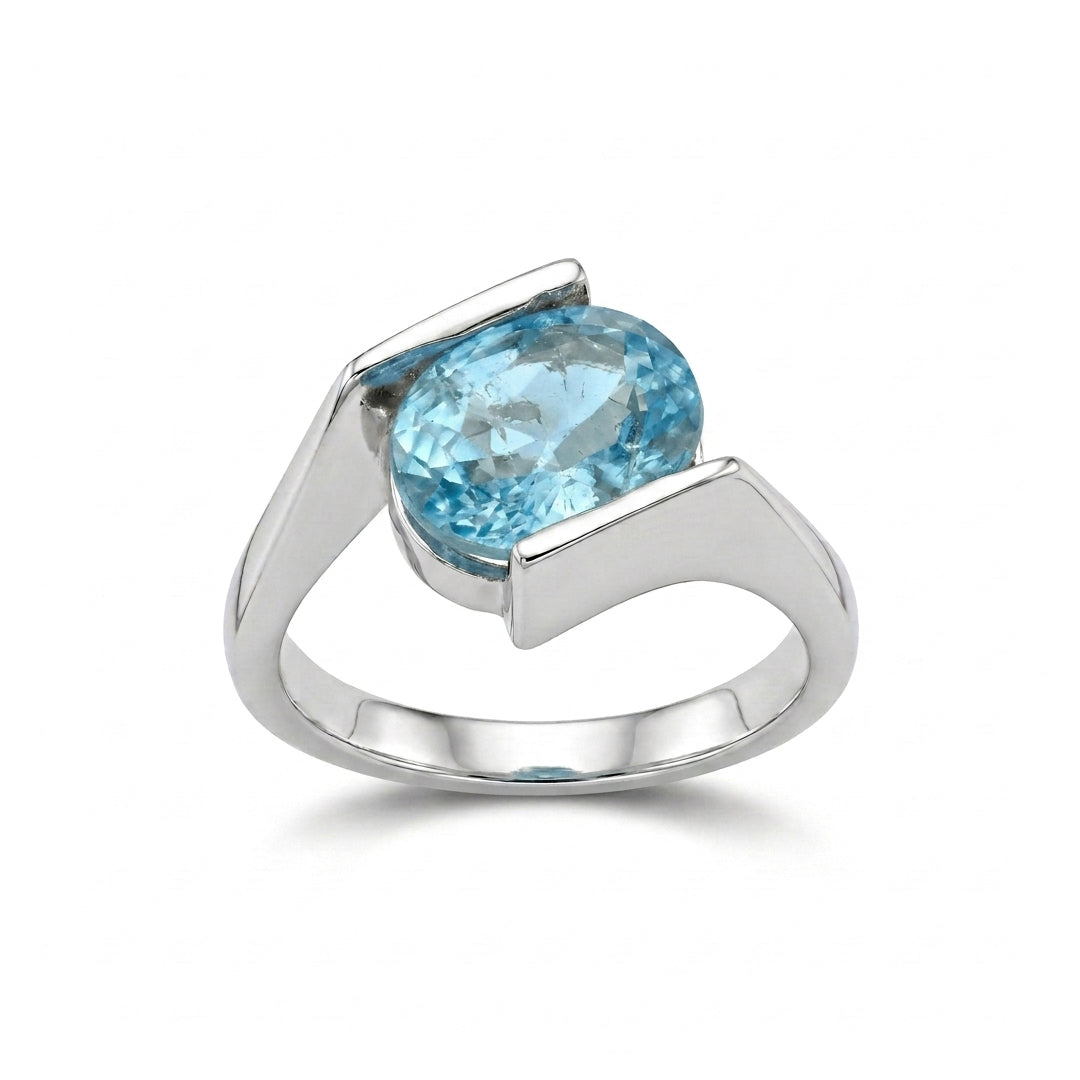 Blue Topaz Women Ring - Modern Channel-Set