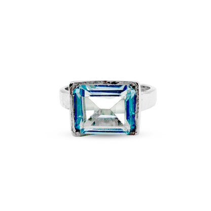 Blue Topaz Men Ring - ROX Band Design