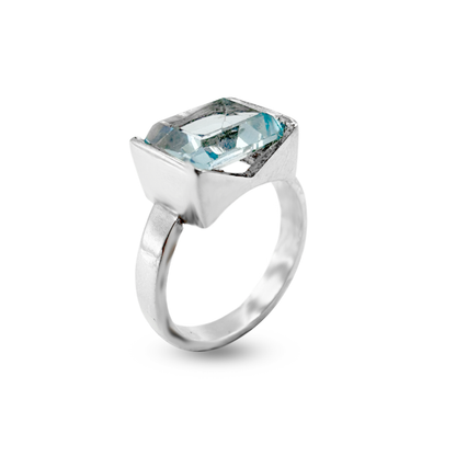 Blue Topaz Men Ring - ROX Band Design