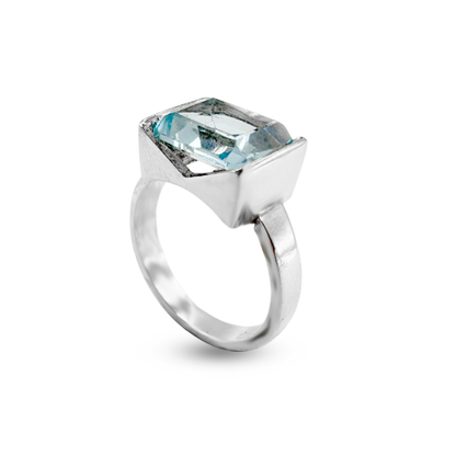 Blue Topaz Men Ring - ROX Band Design