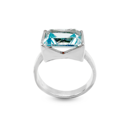 Blue Topaz Men Ring - ROX Band Design