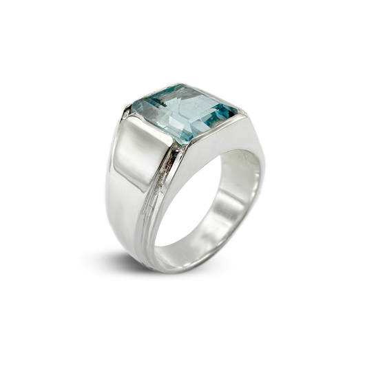 Blue Topaz Men Ring - Engagment Ring